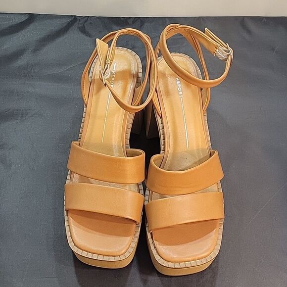 BRAND NEW REPORT WMS ZUES BLOCK HEEL DOUBLE STRAP ADJUSTABLE BUCKLE SAND… - Picture 2 of 15